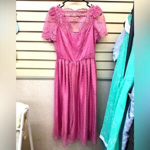 VINTAGE 50s pink prom lace dress